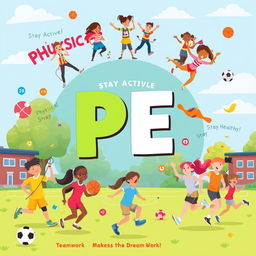 A vibrant and engaging poster illustrating the importance of Physical Education (PE)