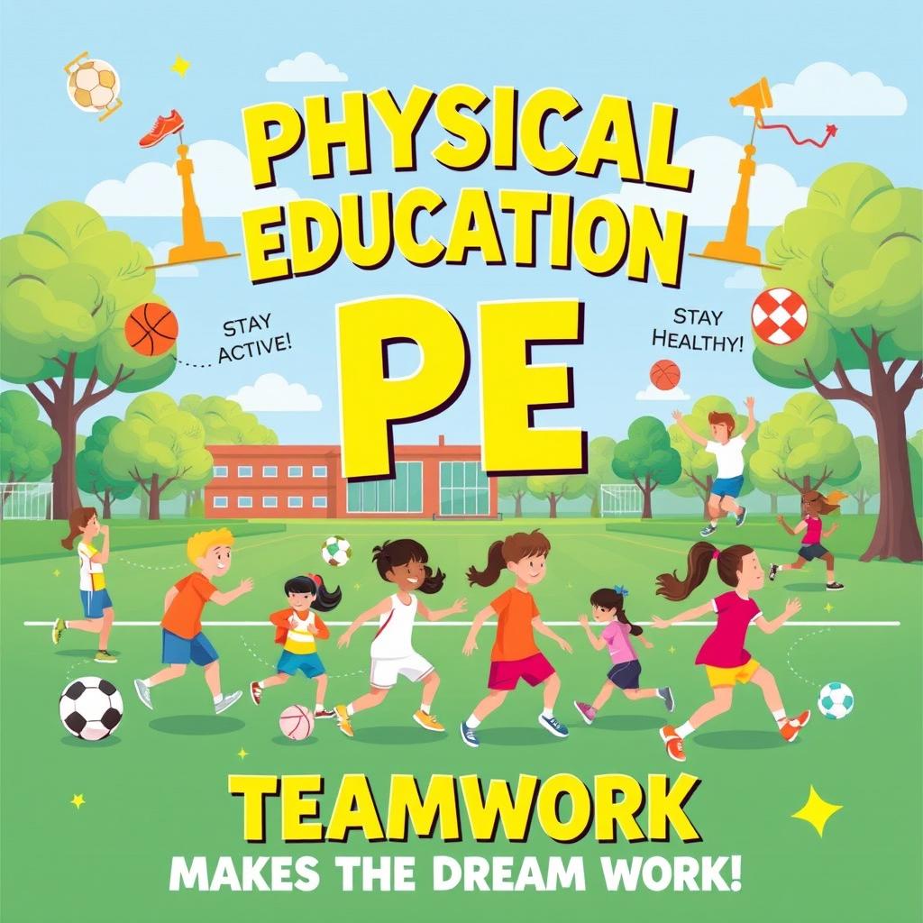 A vibrant and engaging poster illustrating the importance of Physical Education (PE)