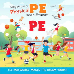 A vibrant and engaging poster illustrating the importance of Physical Education (PE)