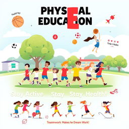 A vibrant and engaging poster illustrating the importance of Physical Education (PE)