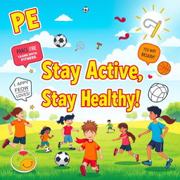 A vibrant and engaging poster that emphasizes the importance of Physical Education (PE)