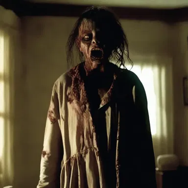 In the horror movie, the main character is accused of being possessed by an evil spirit.