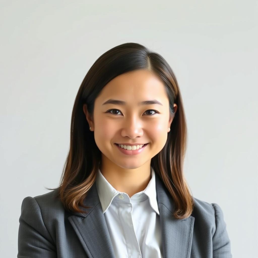 A professional portrait photo suitable for a CV, featuring a person standing in a front-facing position