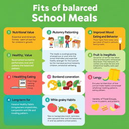 An informative infographic displaying the benefits of balanced school meals