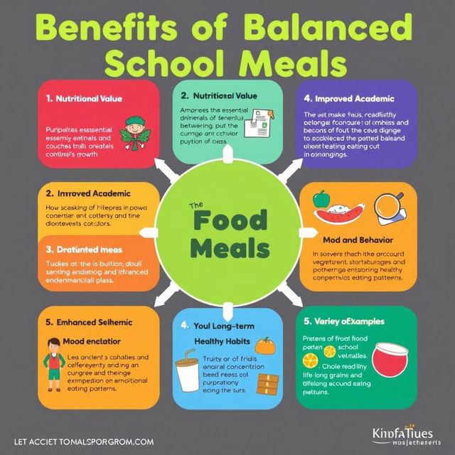 An informative infographic displaying the benefits of balanced school meals