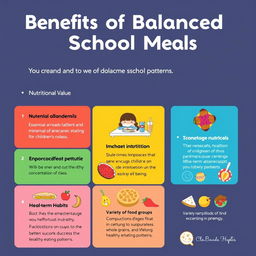 An informative infographic displaying the benefits of balanced school meals