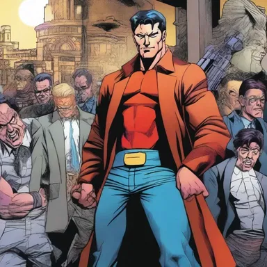 In the comic book series, the hero is accused of being a criminal mastermind by a group of villains.