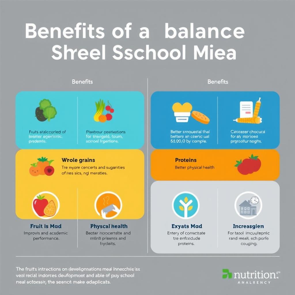 An informative infographic showcasing the benefits of a balanced school meal
