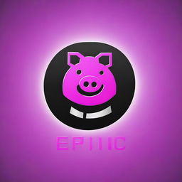 A high-quality digital logo design that fuses the elements of a pig, the word 'EPIC', and a robotic theme, all rendered in a futuristic style