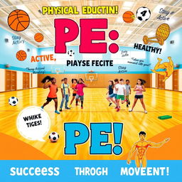 A vibrant and eye-catching poster emphasizing the importance of Physical Education (PE)