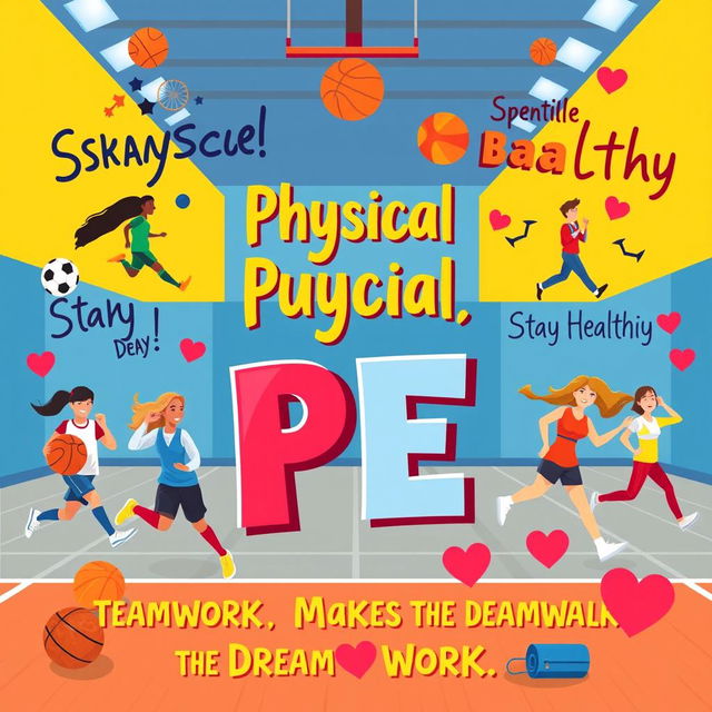 A vibrant and engaging poster design promoting the importance of Physical Education (PE)