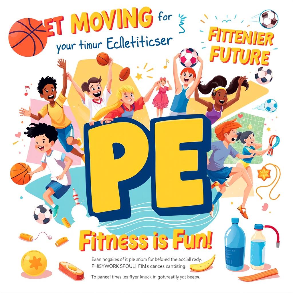 A captivating and educational poster illustrating the significance of Physical Education (PE)