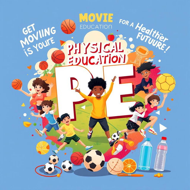 A captivating and educational poster illustrating the significance of Physical Education (PE)