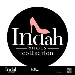 A sleek and modern logo design for a shoe company named 'Indah Shoes Collection'