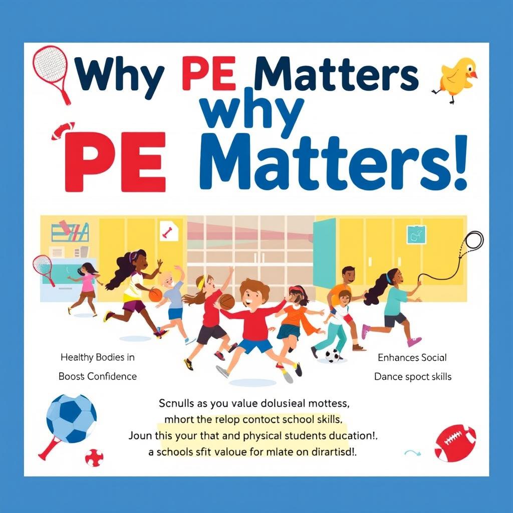 An eye-catching and informative poster that highlights the importance of Physical Education (PE)