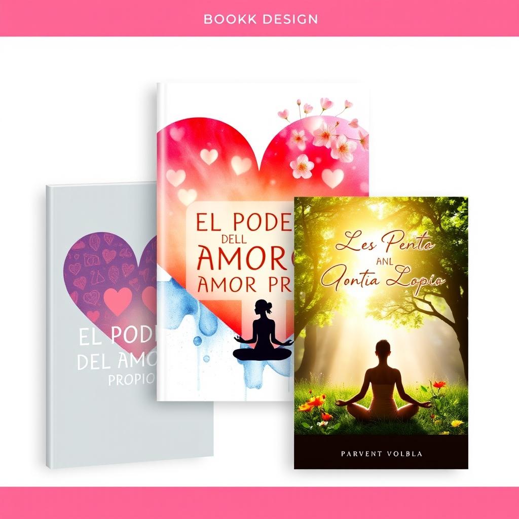 A diverse set of book cover designs for 'EL PODER DEL AMOR PROPIO'