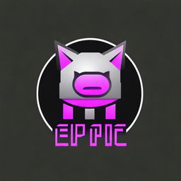 A digital logo design that merges a pig, the word 'EPIC', and robotic elements in a futuristic style