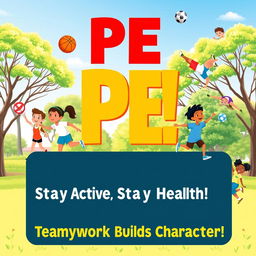 A vibrant and engaging poster that highlights the importance of physical education (PE)