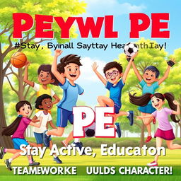 A vibrant and engaging poster that highlights the importance of physical education (PE)