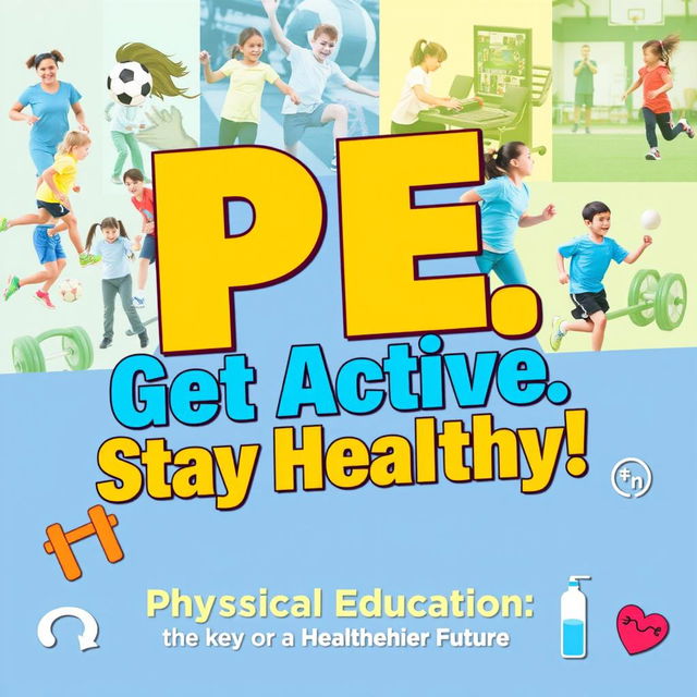 A vibrant and motivational poster showcasing the importance of Physical Education (PE)