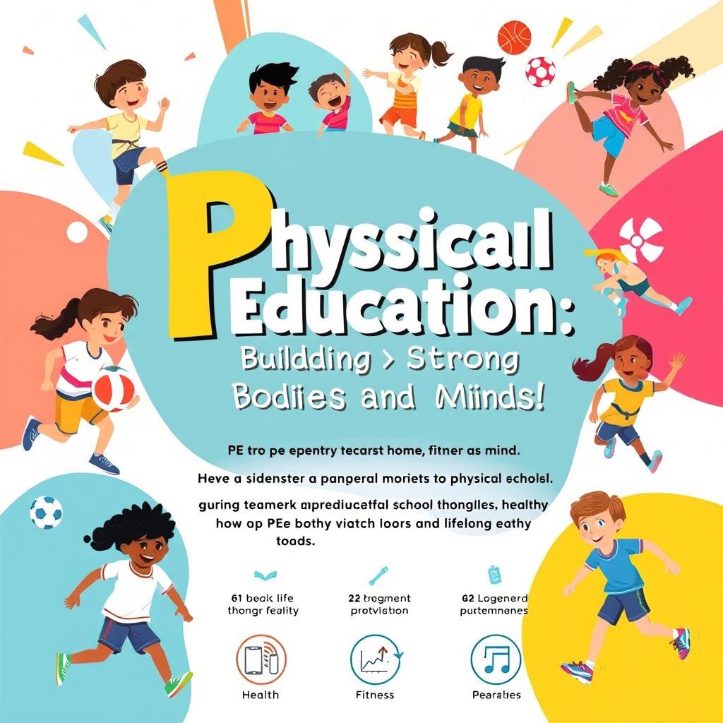 A vibrant and engaging poster illustrating the importance of Physical Education (PE)