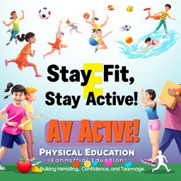 A vibrant and engaging poster that highlights the importance of Physical Education (PE)