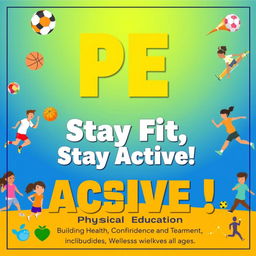 A vibrant and engaging poster that highlights the importance of Physical Education (PE)