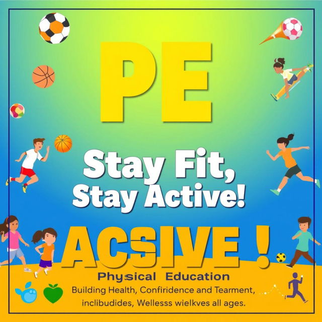 A vibrant and engaging poster that highlights the importance of Physical Education (PE)