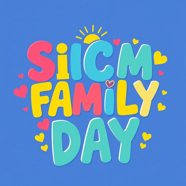 A vibrant and eye-catching t-shirt design featuring the words "SICM FAMILY DAY" in bold, playful typography