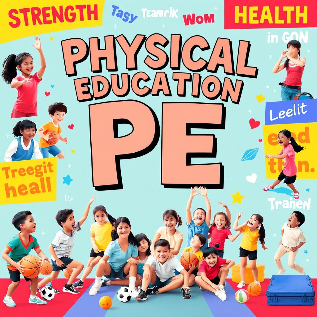 A vibrant and dynamic poster emphasizing the importance of Physical Education (PE)
