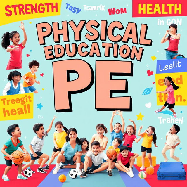 A vibrant and dynamic poster emphasizing the importance of Physical Education (PE)