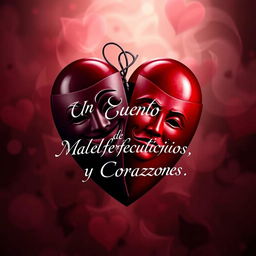 A broken heart symbol, featuring two masks elegantly intertwined at the center