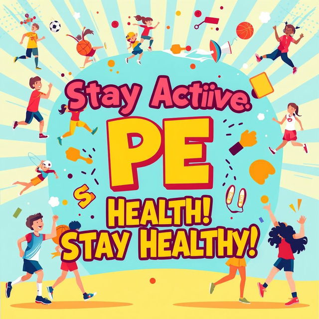 A vibrant and engaging poster that highlights the importance of Physical Education (PE)