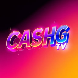 An animated text design featuring the phrase 'CASHG TV' in bold, vibrant colors with a dynamic and lively effect