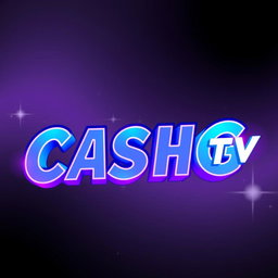 An animated text design featuring the phrase 'CASHG TV' in bold, vibrant colors with a dynamic and lively effect