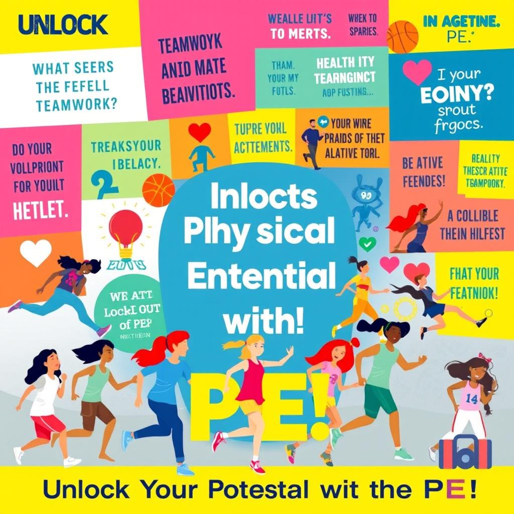 A vibrant and engaging poster that highlights the importance of Physical Education (PE) in schools