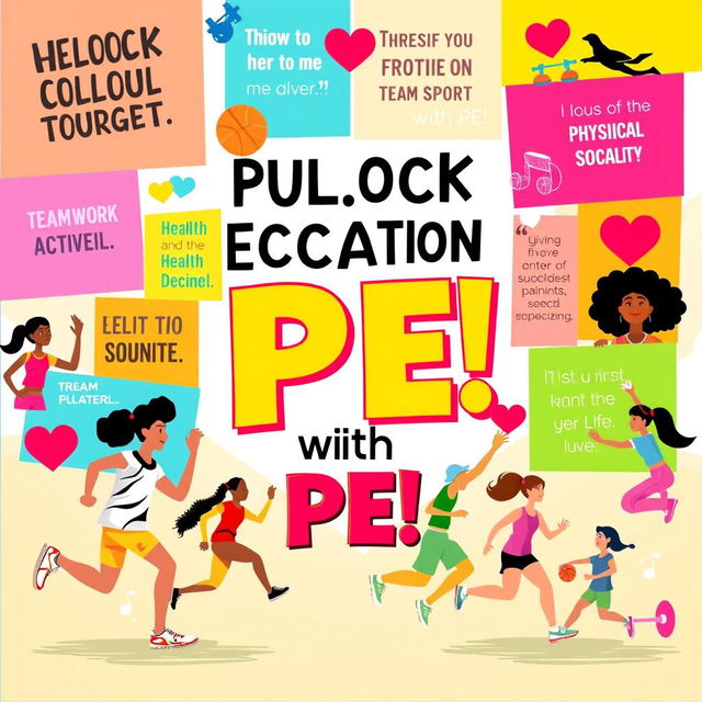 A vibrant and engaging poster that highlights the importance of Physical Education (PE) in schools