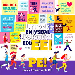 A vibrant and engaging poster that highlights the importance of Physical Education (PE) in schools