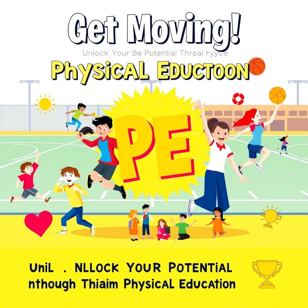 A vibrant and dynamic poster promoting the importance of Physical Education (PE)