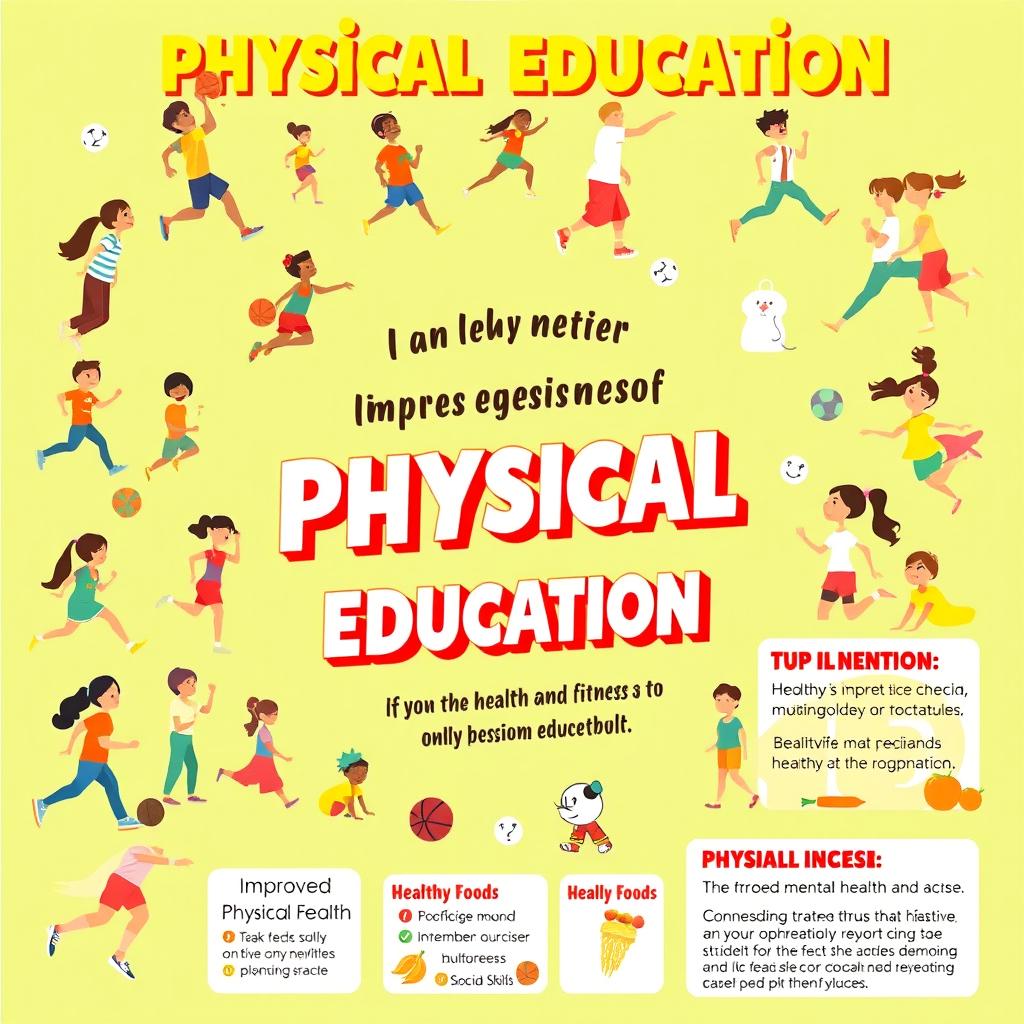A vibrant and engaging poster illustrating the importance of Physical Education (PE)