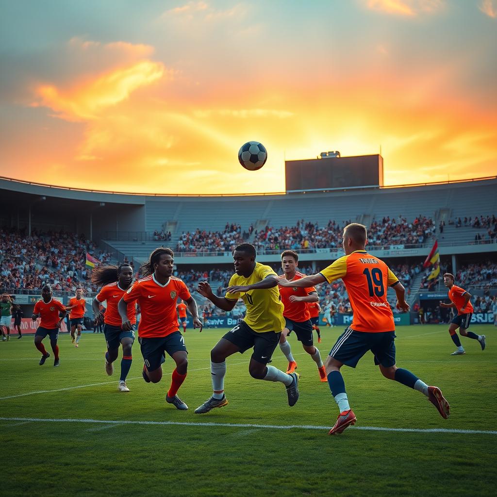 A dynamic football scene capturing the excitement of a game in progress