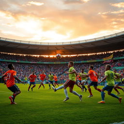 A dynamic football scene capturing the excitement of a game in progress