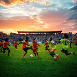 A dynamic football scene capturing the excitement of a game in progress