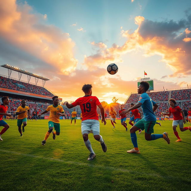 A dynamic football scene capturing the excitement of a game in progress