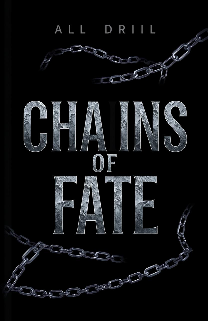 A striking black book cover featuring the title 'CHAINS OF FATE' in bold, metallic silver typography