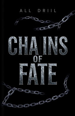 A striking black book cover featuring the title 'CHAINS OF FATE' in bold, metallic silver typography