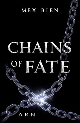 A striking black book cover featuring the title 'CHAINS OF FATE' in bold, metallic silver typography