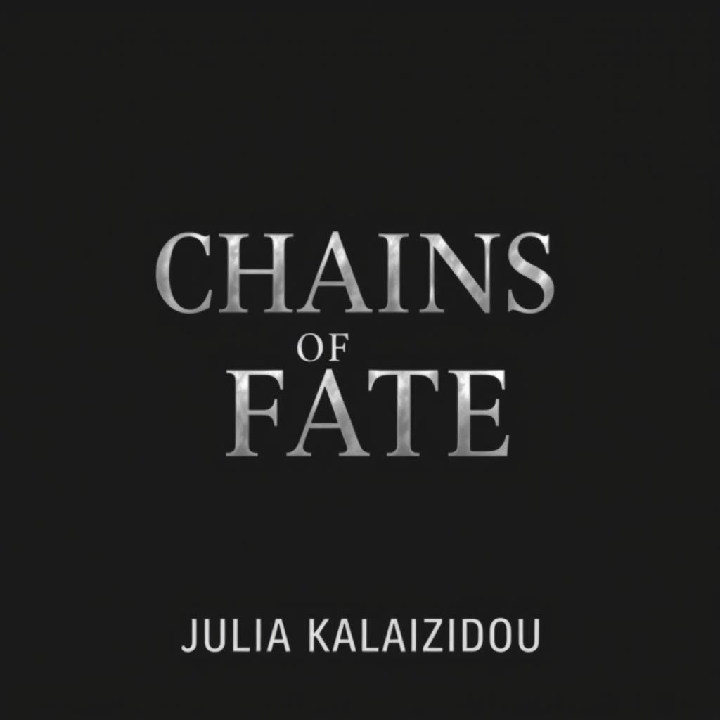 A sleek black book cover featuring the title 'CHAINS OF FATE' prominently displayed in bold, metallic silver typography
