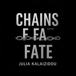 A sleek black book cover featuring the title 'CHAINS OF FATE' prominently displayed in bold, metallic silver typography