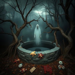 A horrifying and cursed well inspired by the legend of La Llorona, deep in a dark forest